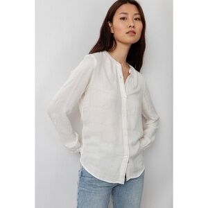 Rails Eloise Windowpane Button Front Top‎ Small Cream Metallic